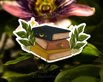 Libros de flores silvestres - Adhesivo de vinilo resistente al agua