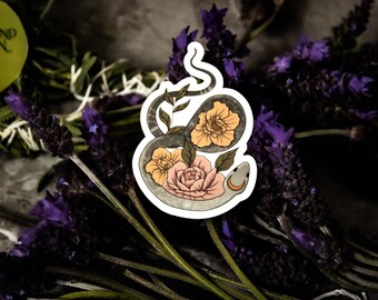 Sake con flores: calcomanía/pegatina de vinilo resistente al agua