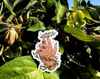 Pegatinas de vinilo impermeables con forma de mano espiritual de bruja