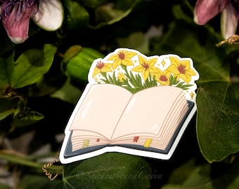 Libro de flores silvestres con motivos florales: vinilo adhesivo resistente al agua