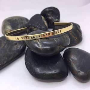 To The Moon And Back, Couples Bracelet, Cuff Bracelet, Stamped Bracelet, Gift For Her, Gift for Him, Personalized Bracelet