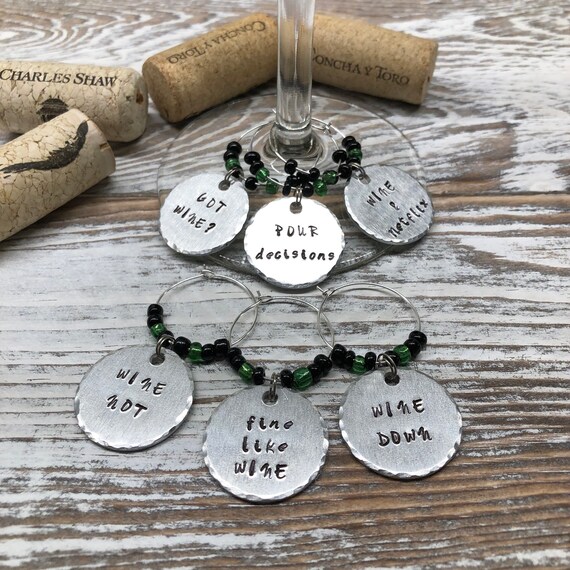 Silver wine glass charms sale