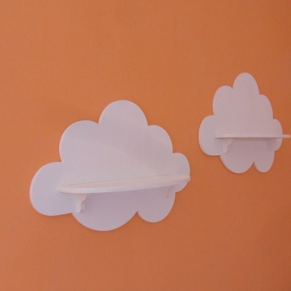 Pair of wooden shelves in the shape of a cloud
