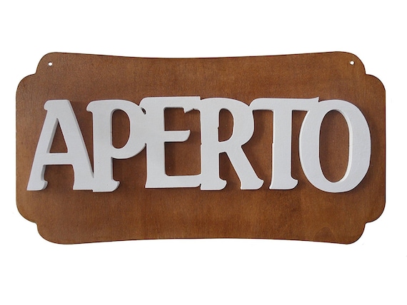 Cartello scritta Targa double face APERTO CHIUSO in legno dipinto a mano 37  x 19 cm -  Italia