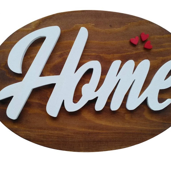 Oval wooden plaque BIG DIMENSIONS with home writing in relief 37 cm for 25 cm