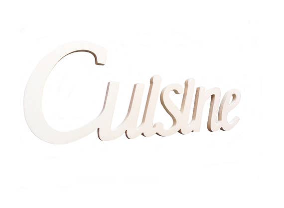 Scritta in legno Cuisine cm L 32x 12 h spessore 8 mm bianco