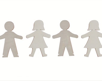 Silhouette BIMBO - BIMBA in wood for the do-it-yourself decoupage set 4 pieces (2 children-2 girls)