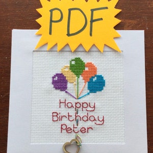 Patrón PDF tarjeta de cumpleaños en punto de cruz