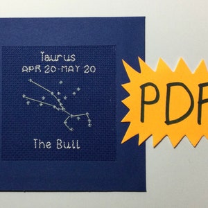 Costellazione zodiacale - TORO - schema PDF con scheda a punto croce.