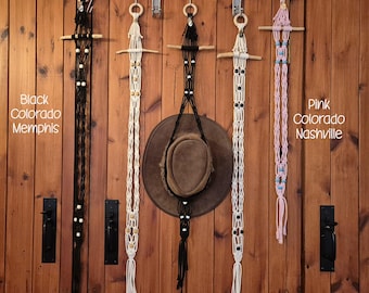 Boho Macrame Hat Hanger, Cowboy / Cowgirl Hat Rack, Hat Organiser, Decorative Hat Storage, Wall-Hanging Hat Display, Brimmed Hat Holder