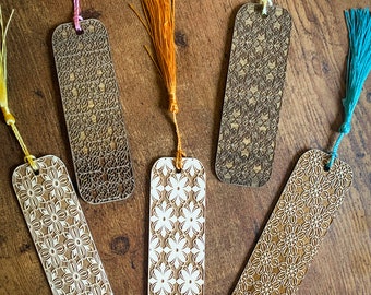 Floral Wooden Bookmarks, walnut bookmark, maple bookmark, wooden bookmark