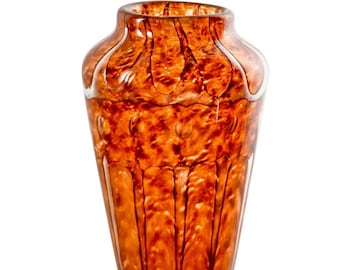 1940s Tall Amber Color Signed Verlys Vase - Large