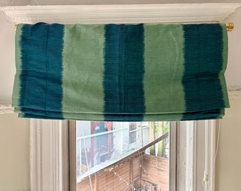 Pair of Roman Shades in Schumacher Bagan Peacock Fabric