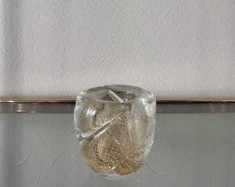 Vintage Murano Gold Bullicante Vase Streichholzhalter oder Vase