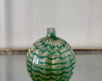 Murano Grün und Gold 'Ornament' Knospe Vase