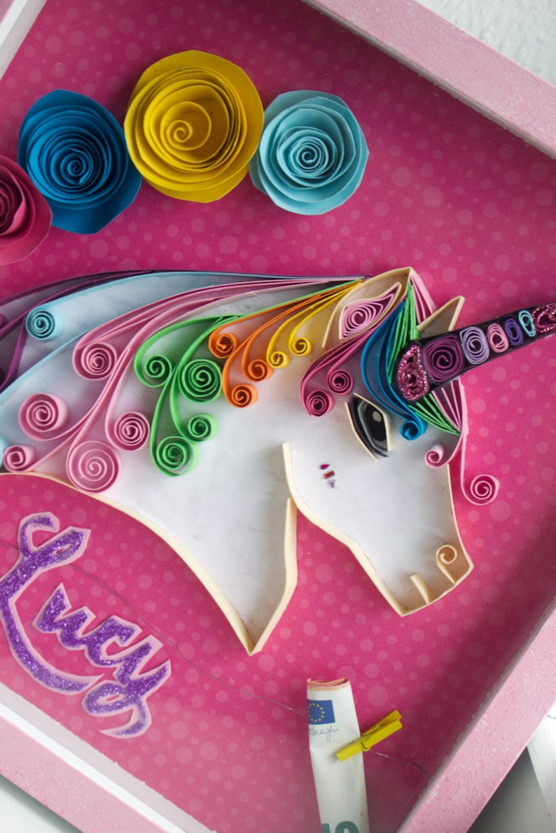 quilling paper art colourful unicorn papier kunst name sign etsy