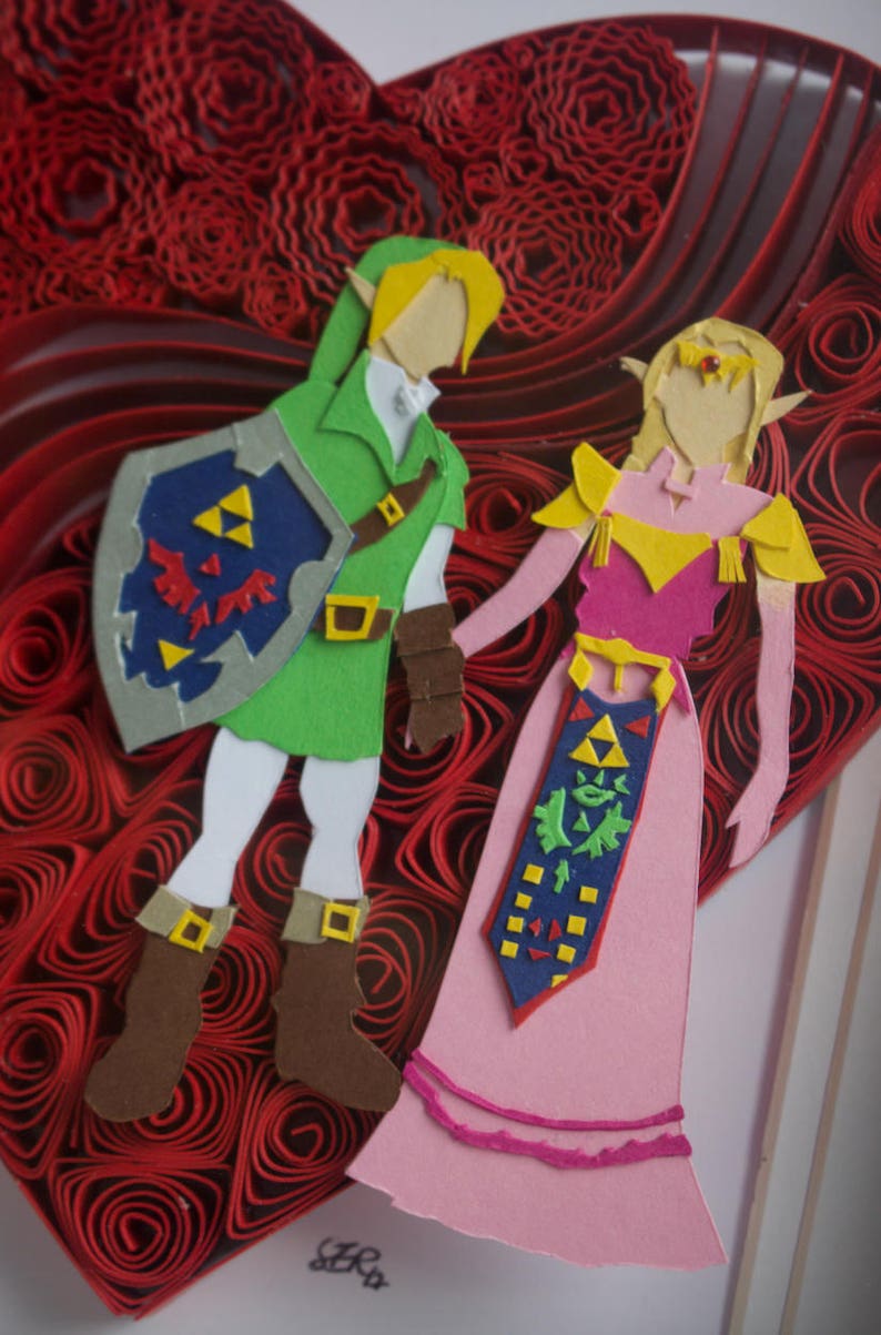 Legend of Zelda Couple Paper Cut Quilling Art Gamer gifts | Etsy