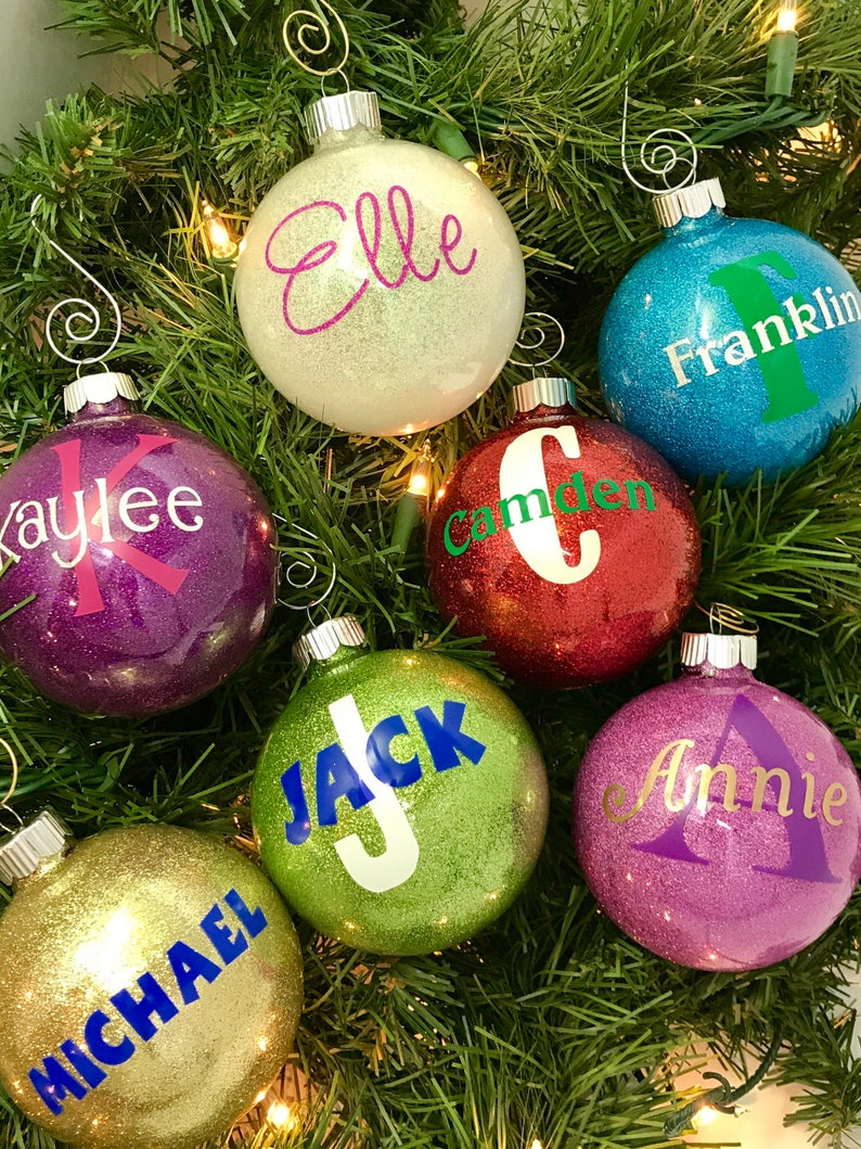 Personalized name Christmas ornament personalized glitter  Etsy