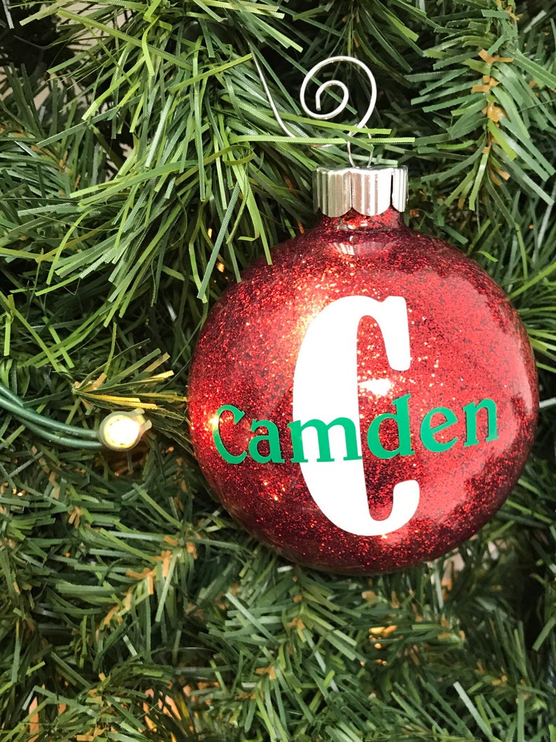 Personalized name Christmas ornament personalized glitter