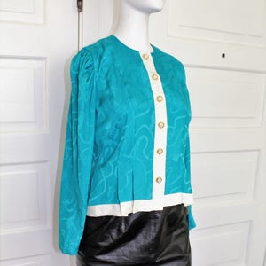 Leslie Fay 80s teal blouse