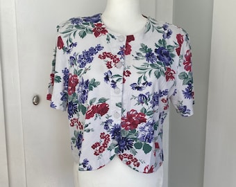 Button up floral knit 1990s tee