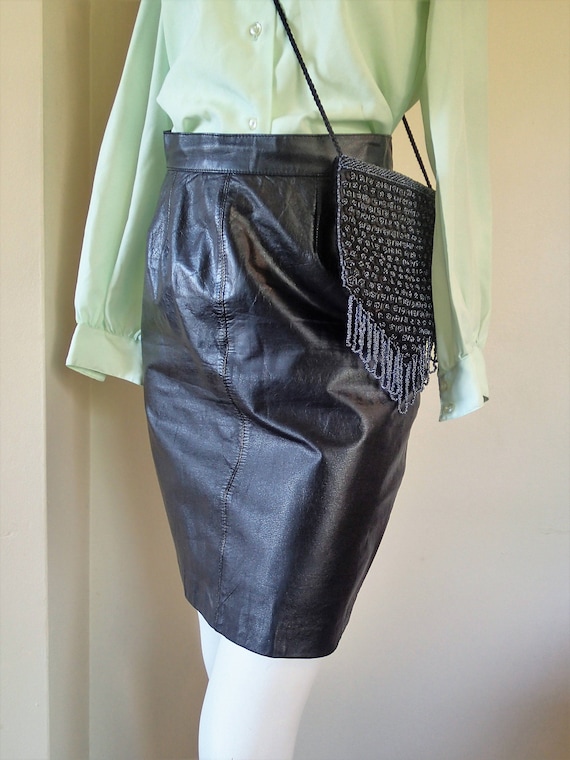 Ricardo Lenzi leather pencil skirt