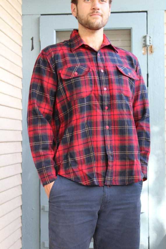 Pine Grove red vintage 1980s heavy duty flannel