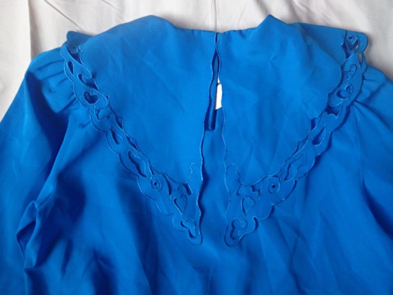 NILANI Vintage 1980's blouse, cobalt blue - image 4