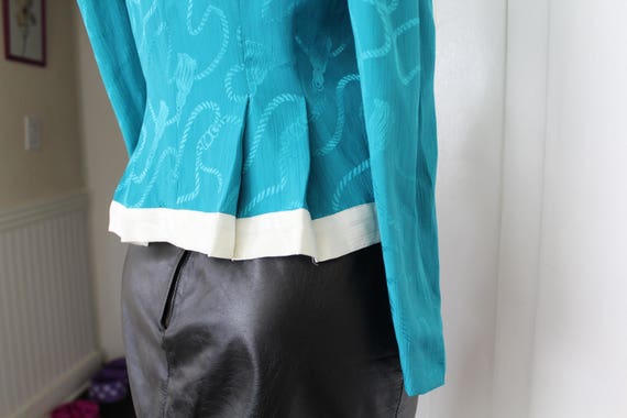 Leslie Fay 80s teal blouse - image 7