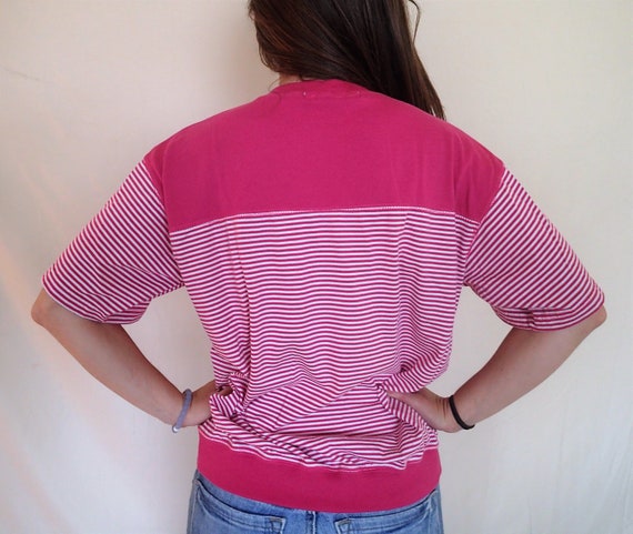 Pink striped 90s Karen Scott top - image 4