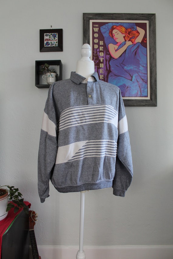 Stripes and triangles geometric 1980s pullover swe