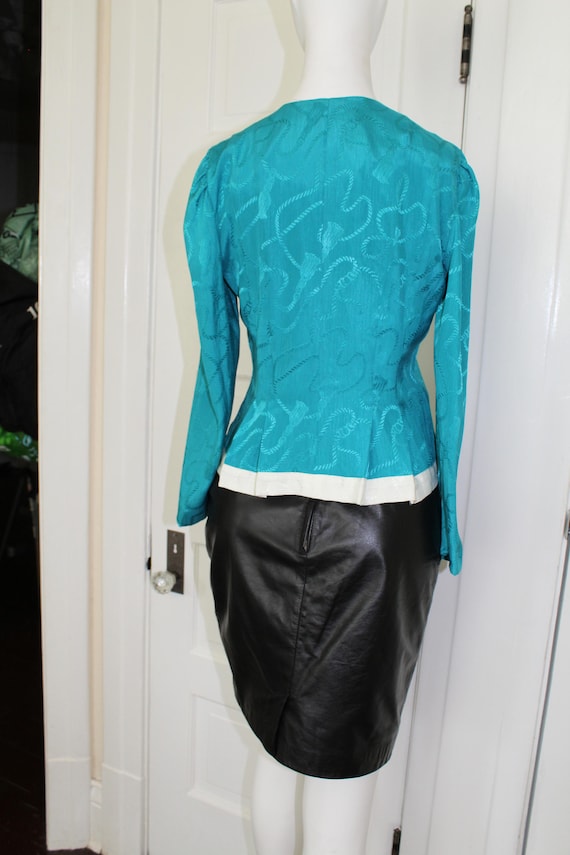 Leslie Fay 80s teal blouse - image 6
