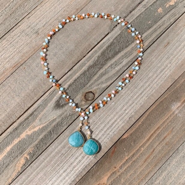 Peruanischer Opal und Amazonit Lariat