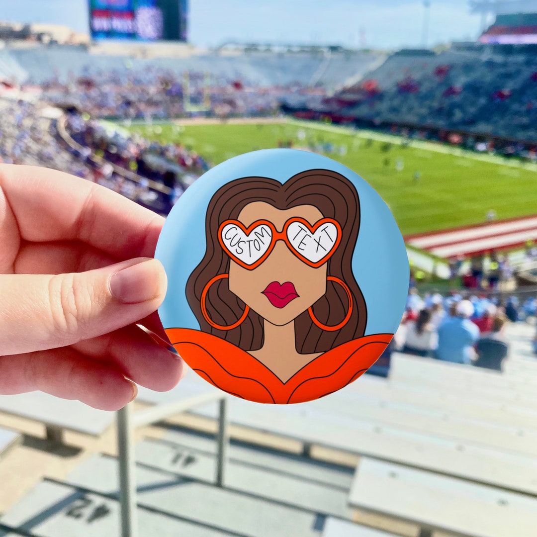 Custom 3 Inch Girly Game Day Button, Gameday Pins, Football, Tailgate