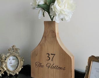 Personalised wooden vase rustic