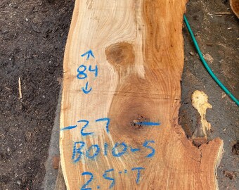 ¡Losa de borde vivo de Burr Oak! 84" x 27-35" x 2.5" ¡Perfecto para la parte superior de la mesa!