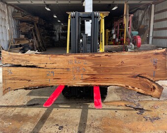 Straight Rustic Hickory Live Edge Slab 148" x 29-40" x 3" Perfect for BAr top or table!
