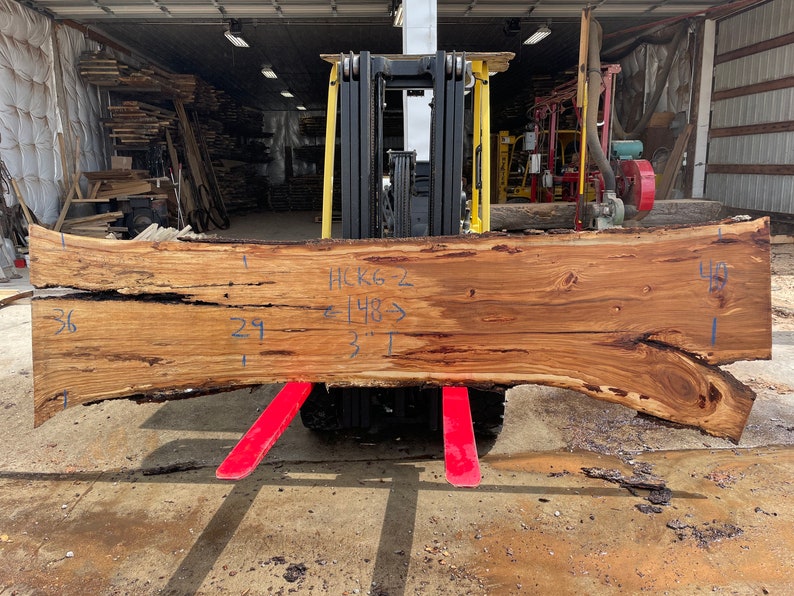Straight Rustic Hickory Live Edge Slab 148 X 2940 X 3 Perfect for Bar