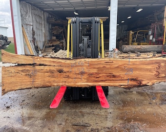 Straight Rustic Hickory Live Edge Slab 148" x 28" x 3" Perfect for BAr top or table!