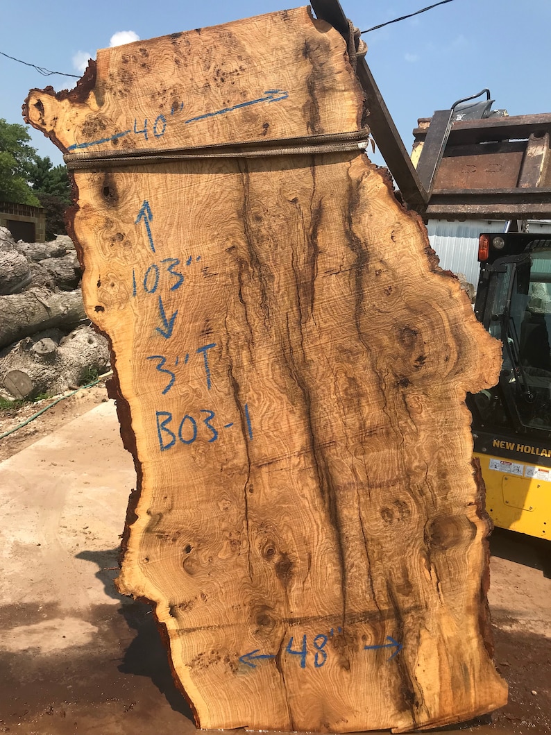 Perfect for Dining Table or Island 300-400 year old LIVE EDGE OAK covered in Burls 106 x 40-48 x 3