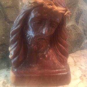 Hand carved bust of Jesus.
