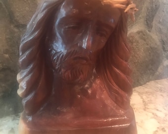 Hand carved bust of Jesus.