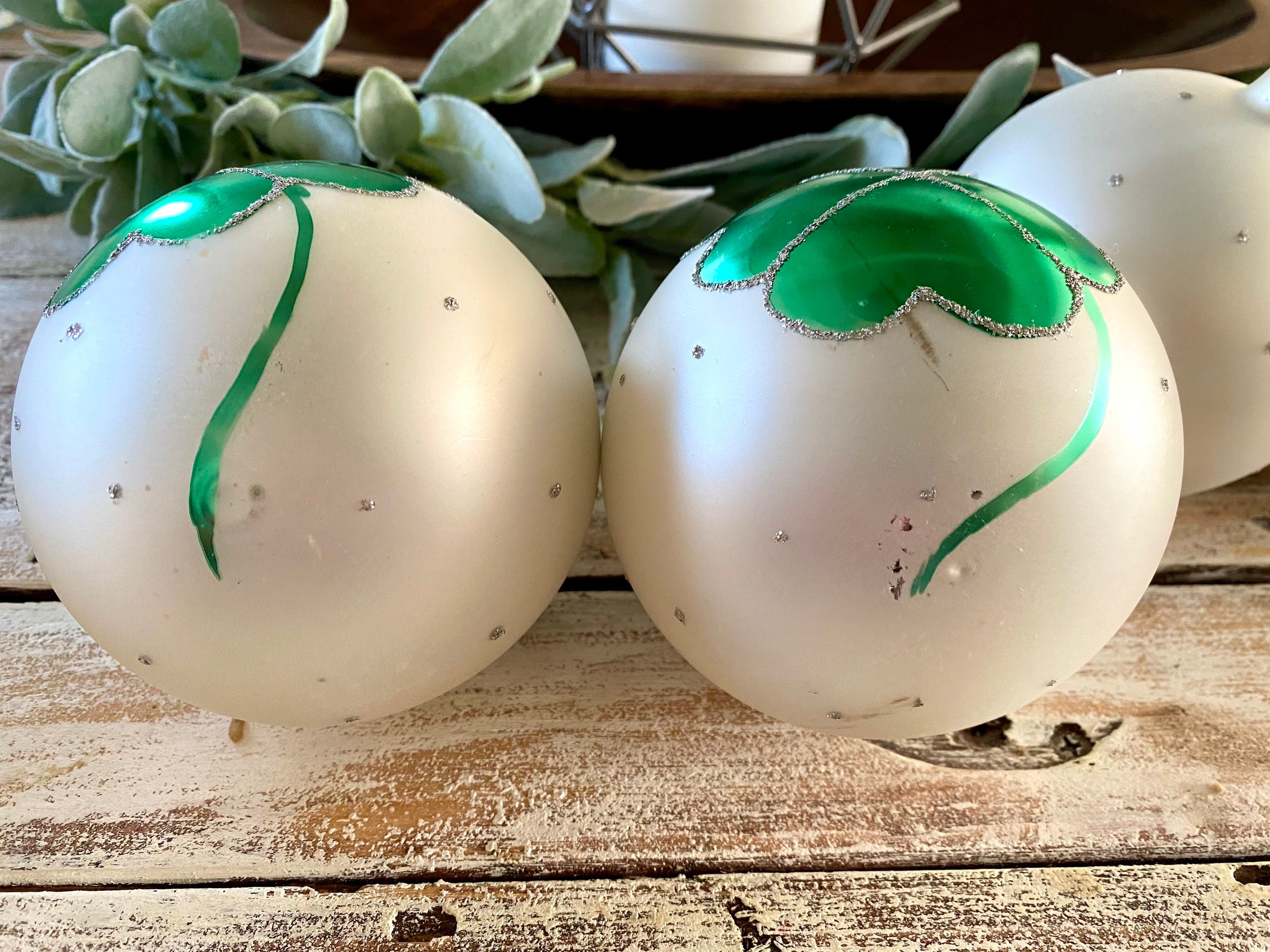 Rare Vintage Poland shamrock glass ornaments/Irish Christmas Etsy