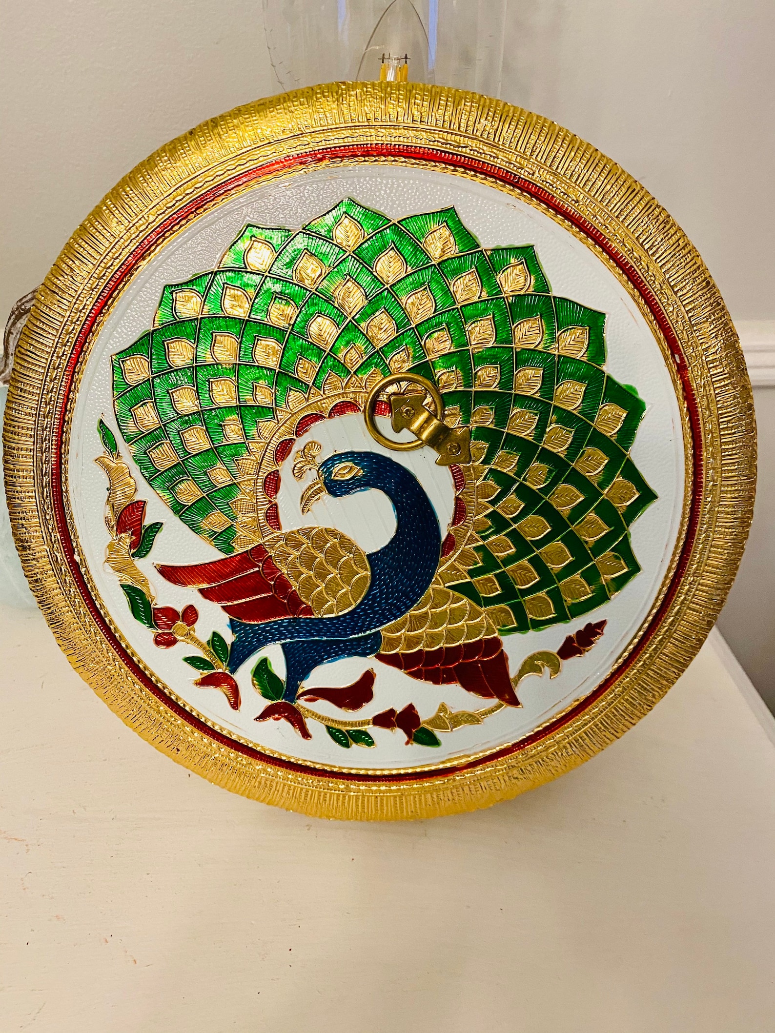 Vintage Gold Foil Embossed Peacock Container/ Peacock Storage Etsy