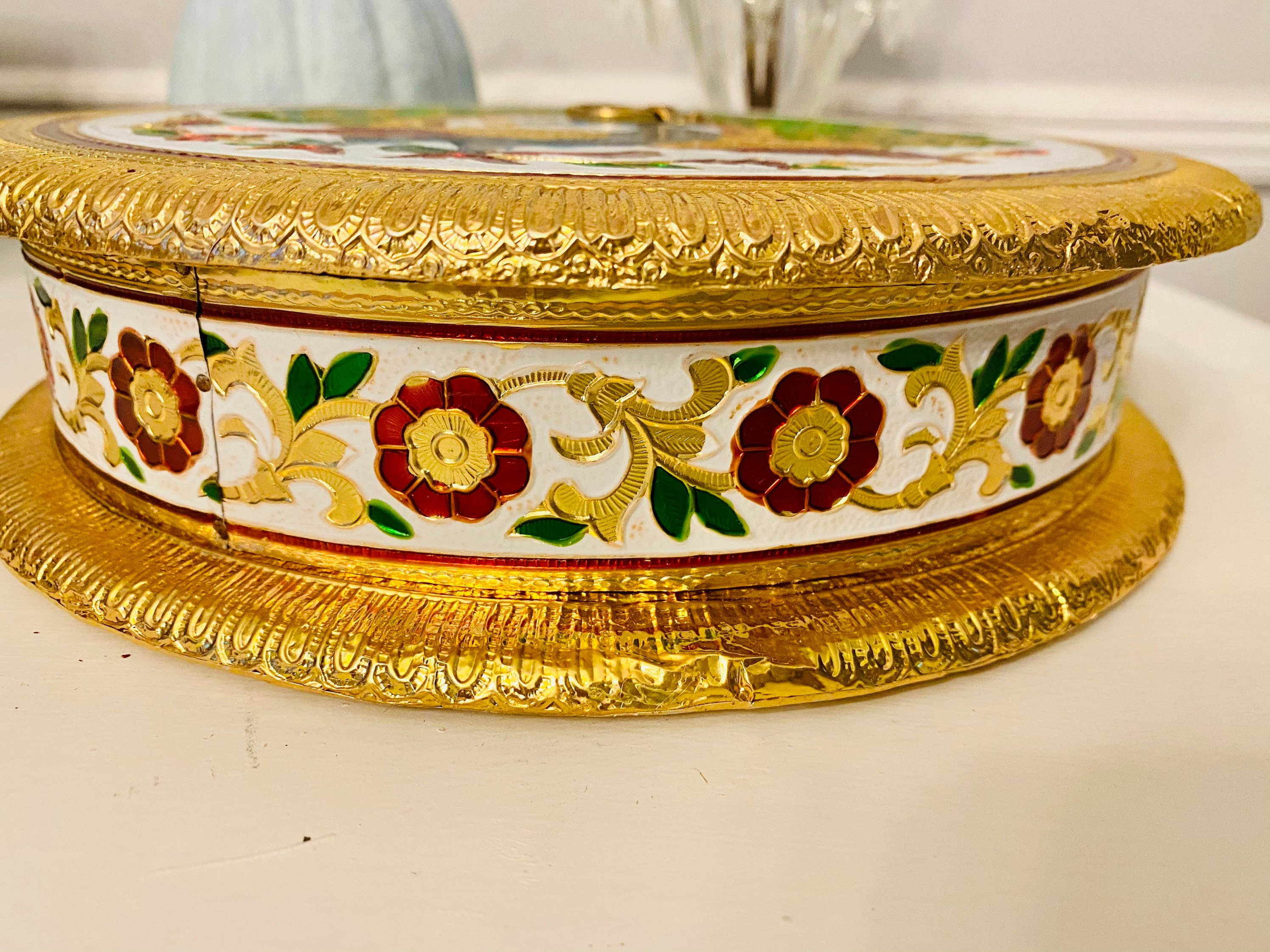Vintage Gold Foil Embossed Peacock Container/ Peacock Storage Etsy