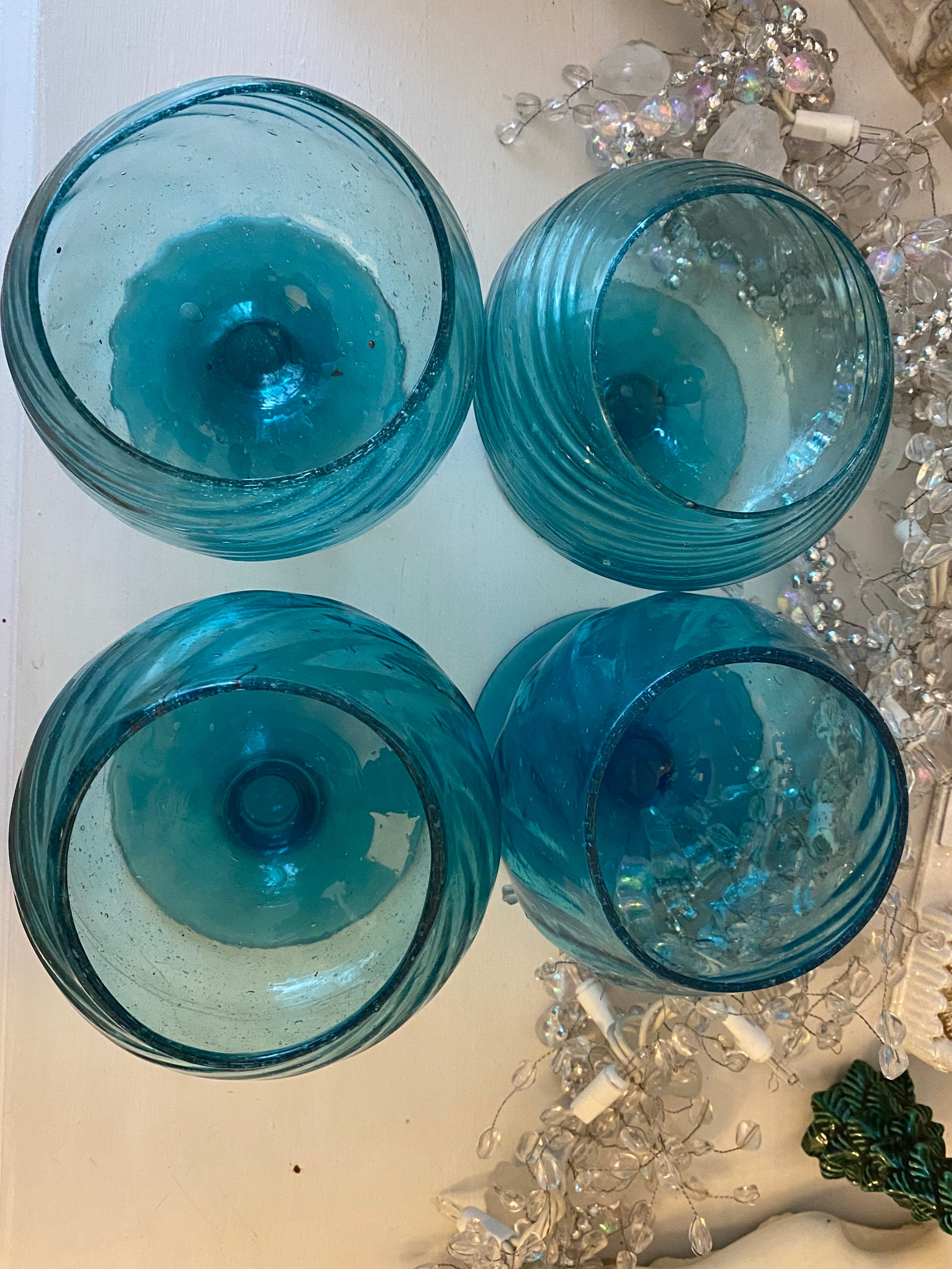 Vintage Handblown Brandy Snifter Set /blue Brandy Snifter/mid Etsy
