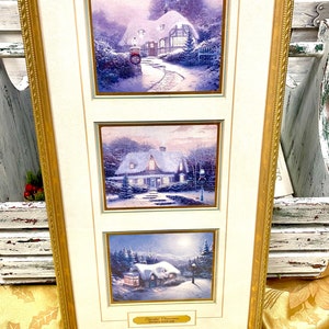 Vintage Thomas Kinkade Peaceful Christmas/Thomas Kinkade Christmas/Gold Frame Thomas Kinkade
