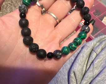 Malachite and jasper healing chakra bracelet.