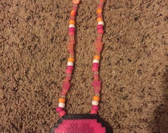 Love mushroom Kandi perler necklace rave accessories