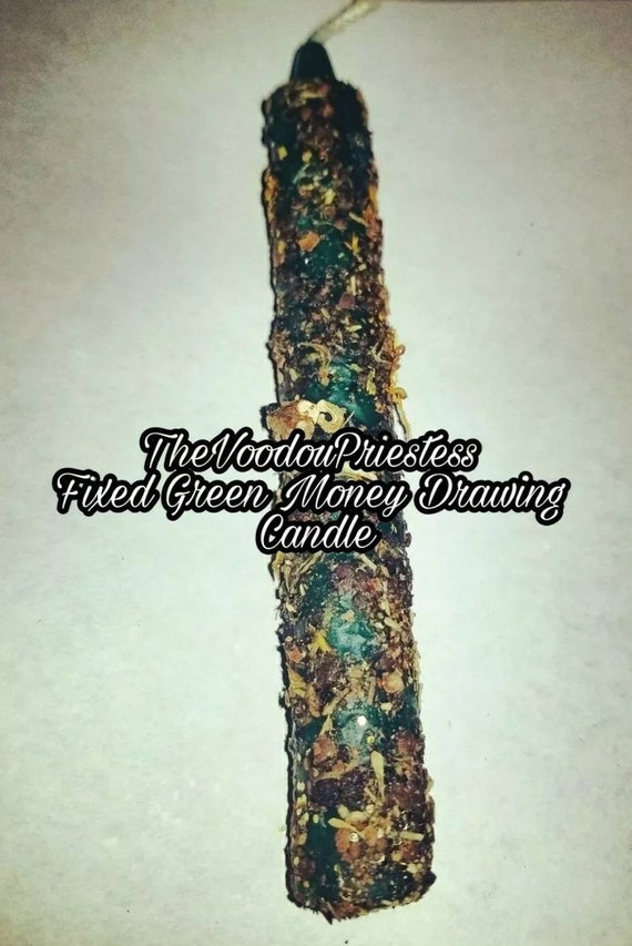 Authentic Fixed Green Money Candle Voodoo Hoodoo Wicca Pagan Spell Magic Manifesting Abundance - 
